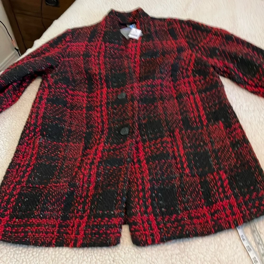 Lane Bryant Red and Black Plaid Blazer - Picture 2 of 9